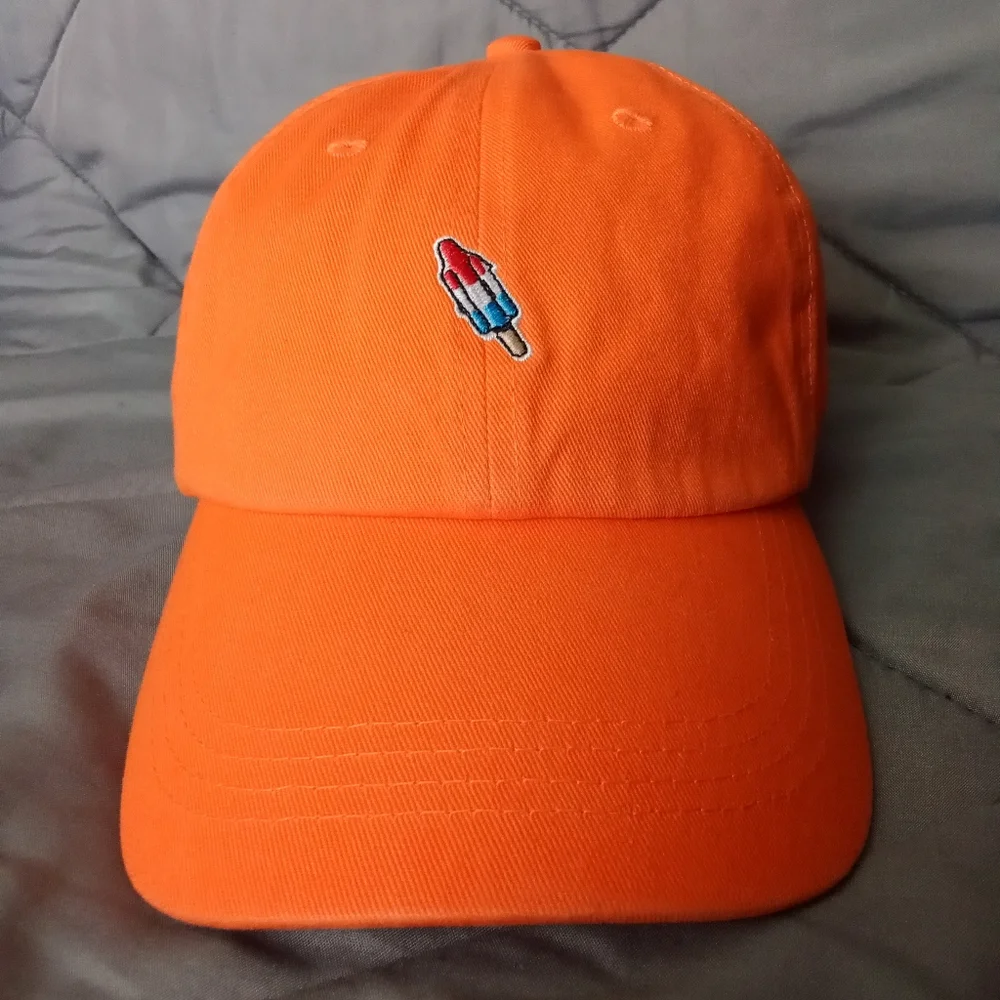 Men's Forever 21 Orange Baseball Cap Popsicle Stitched Patch Adjustable Hat